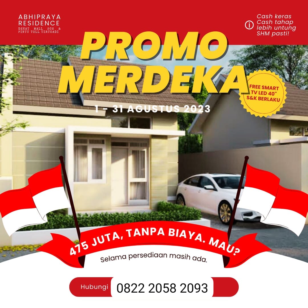 PROMO MERDEKA Abhipraya Residence Sleman dan Abhipraya Town House Dekat Mall SCH